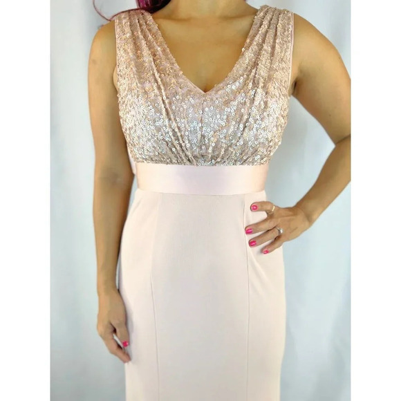 Vera Wang Pink Rose Gold Sequin Formal Gown $395 - Picture 4 of 15